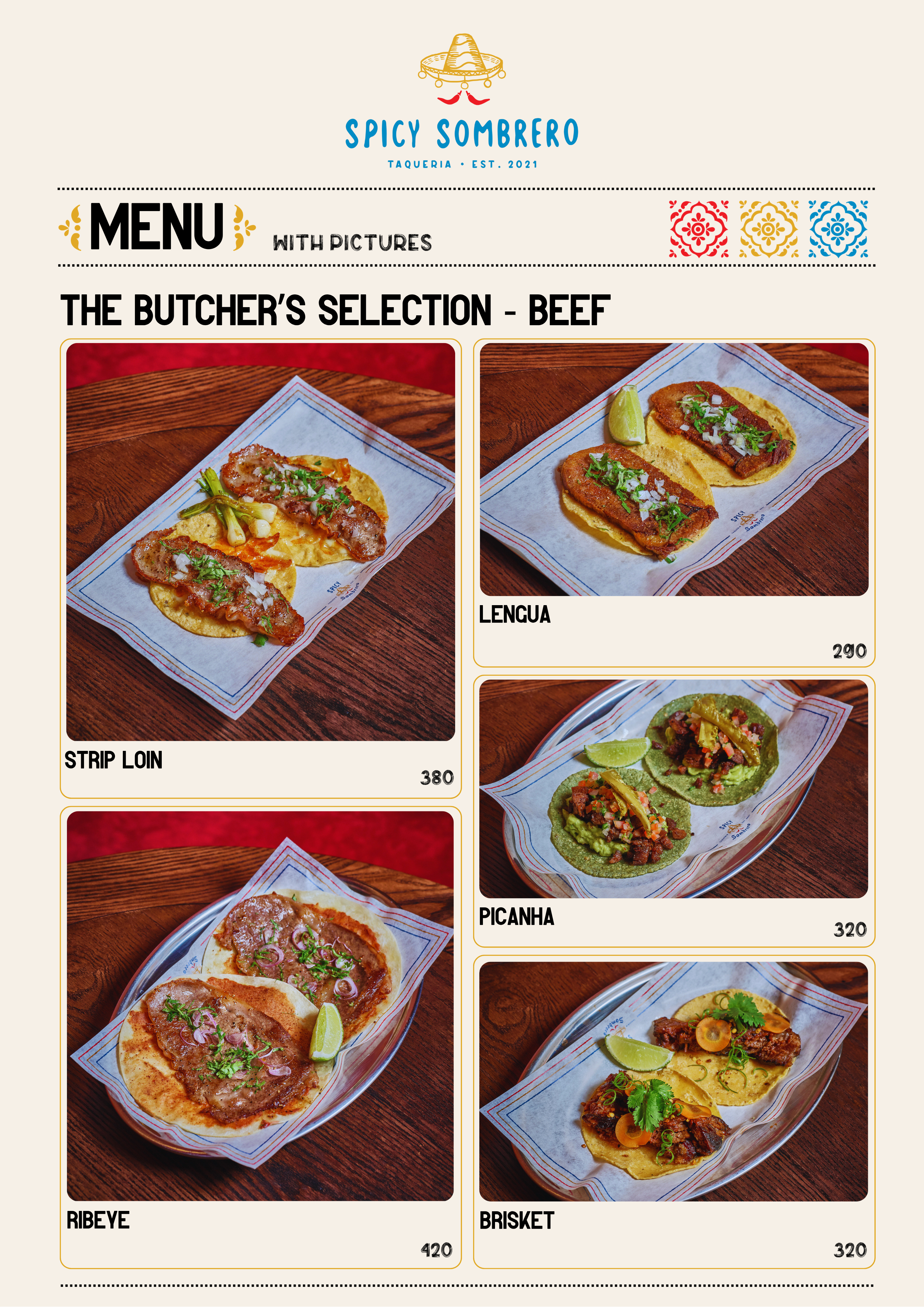 Spicy Sombrero visual food menu page 4