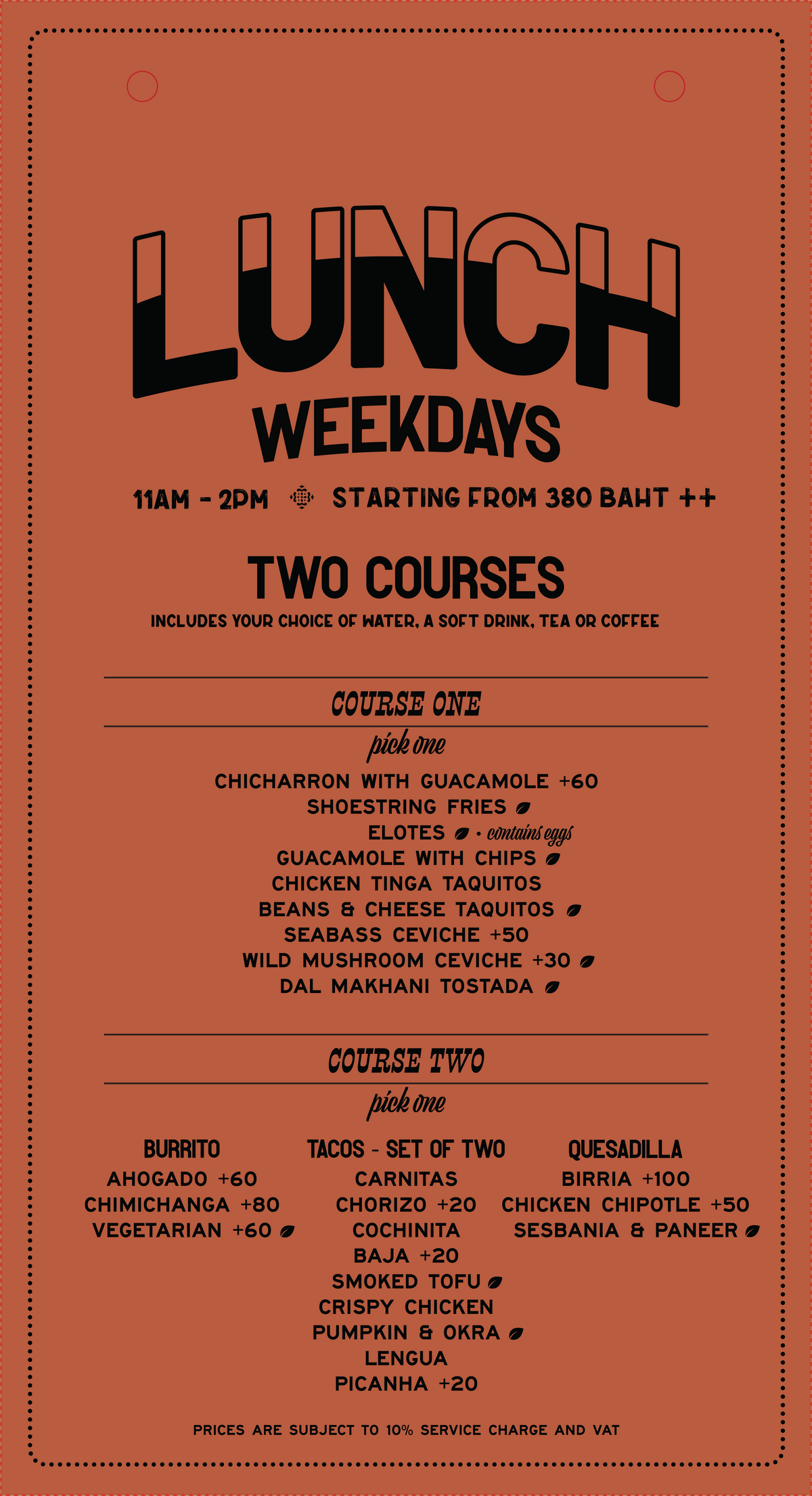 Weekday Lunch menu, page 1