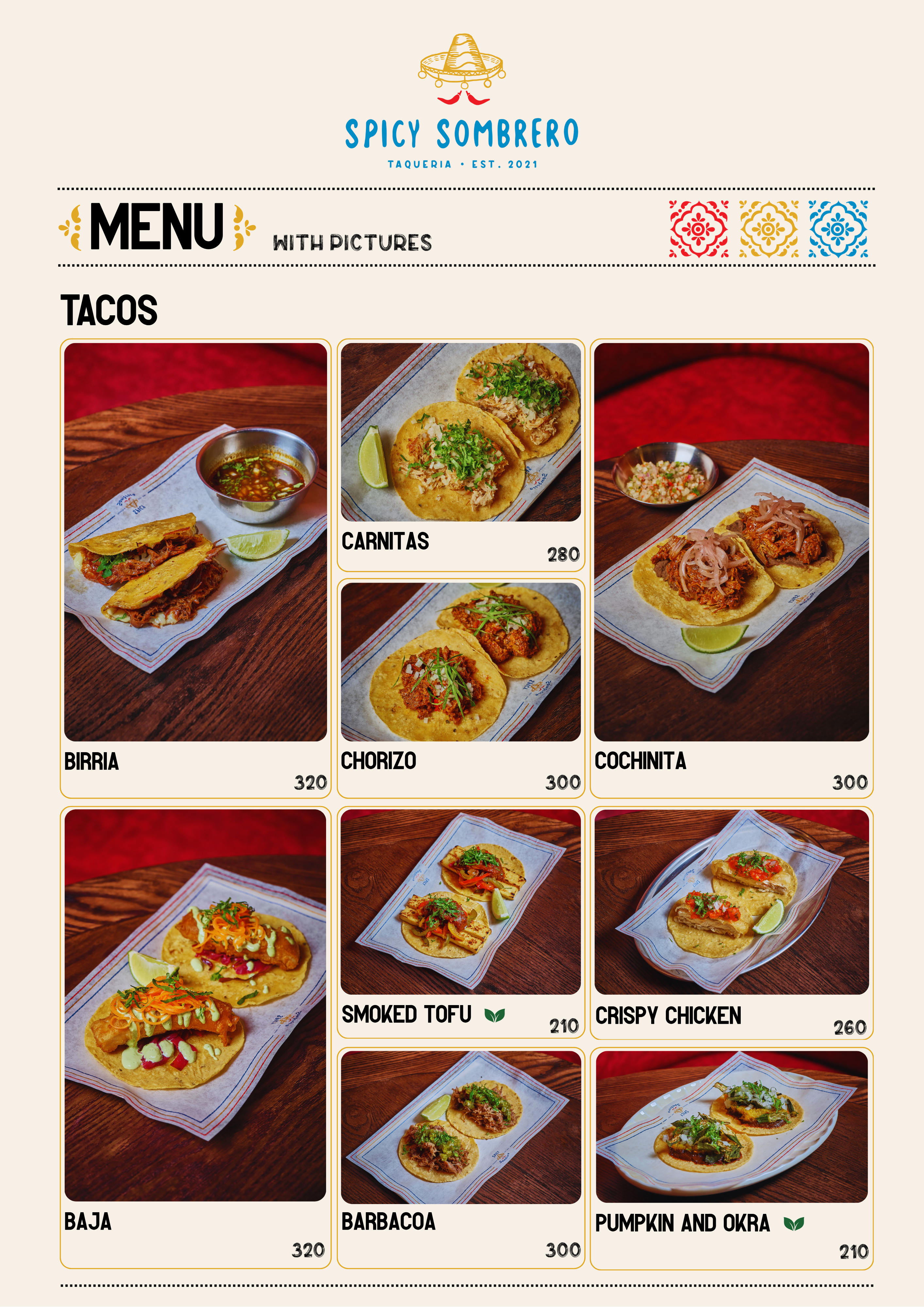 Spicy Sombrero visual food menu page 3