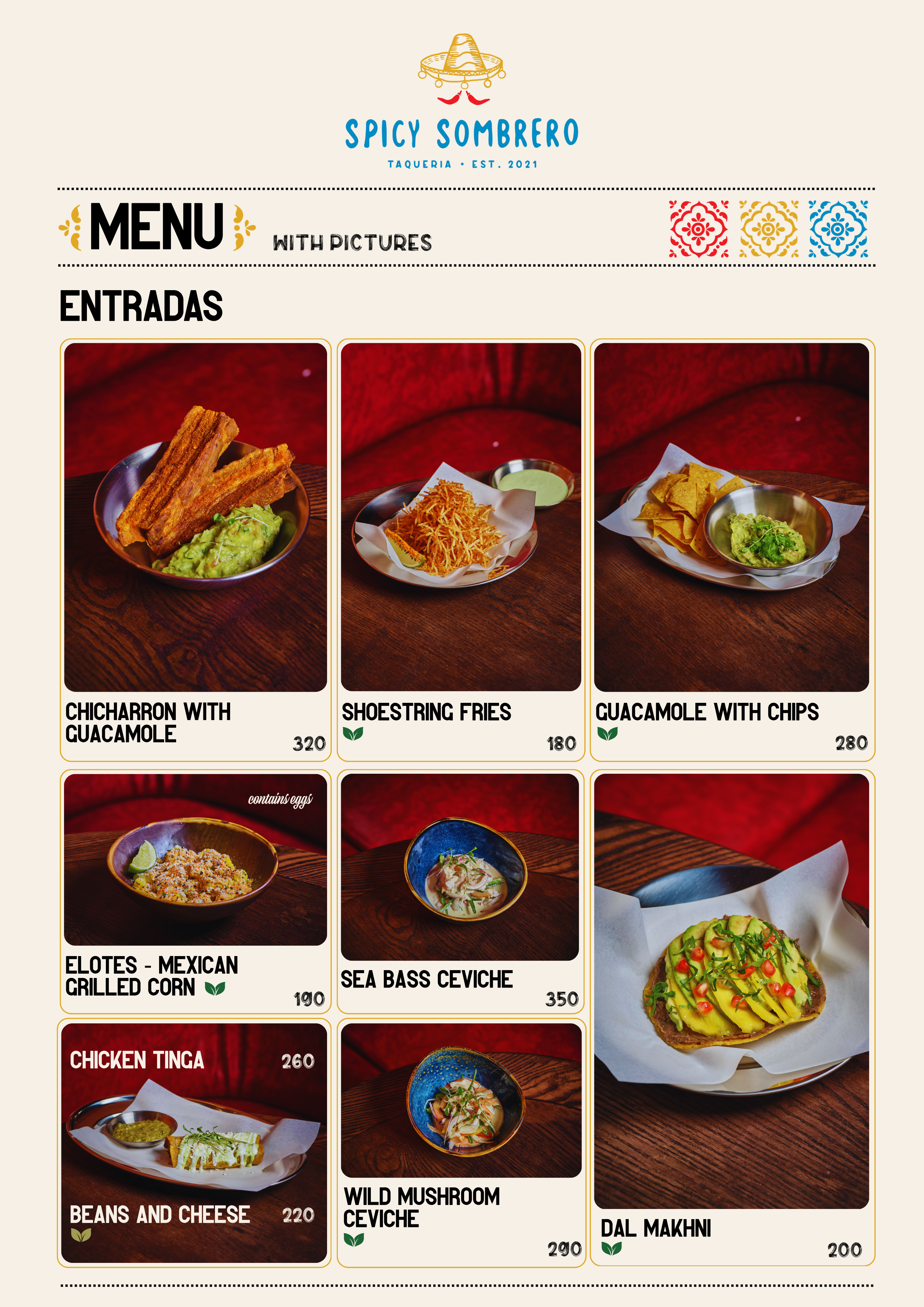 Spicy Sombrero visual food menu page 1