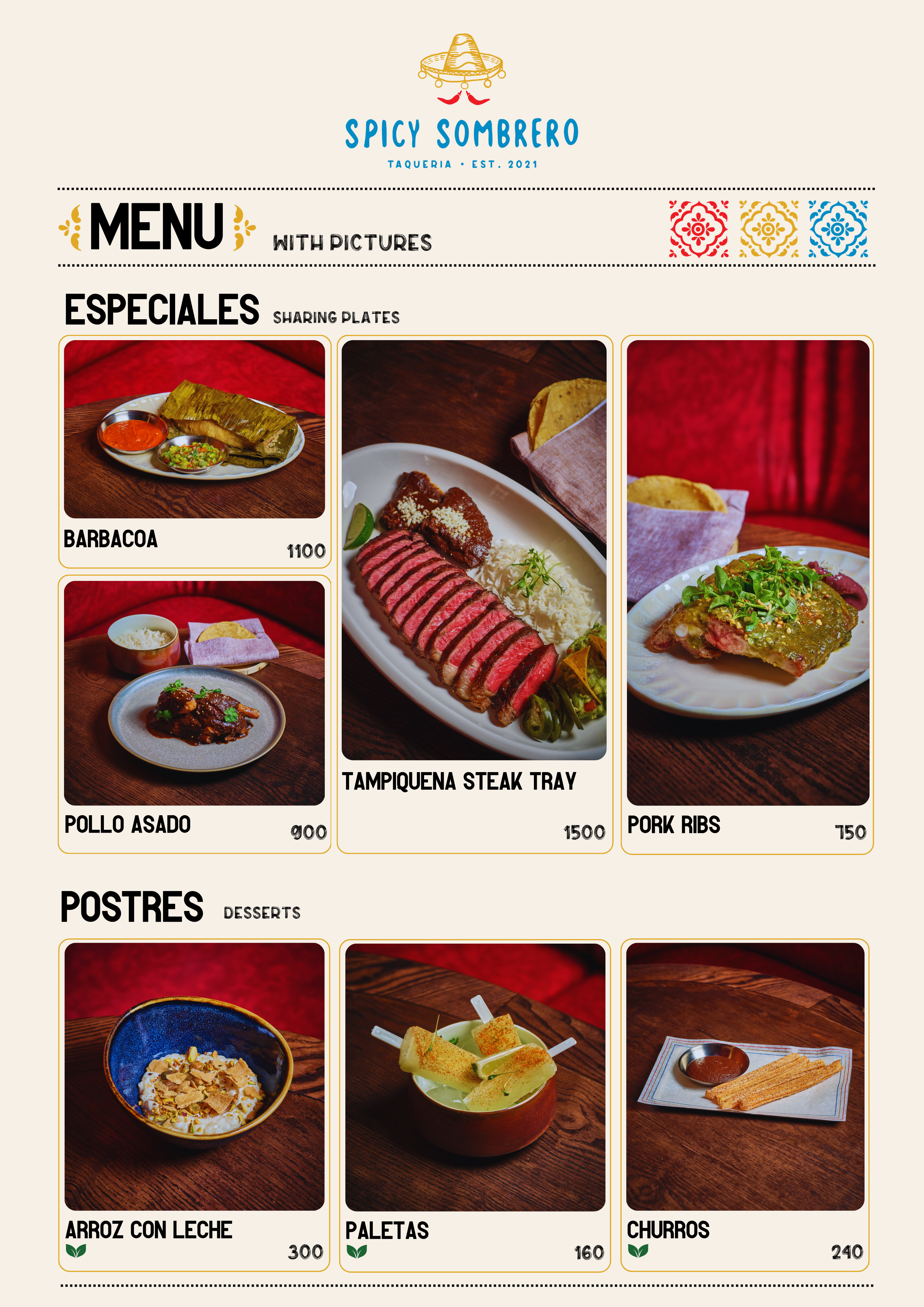 Spicy Sombrero visual food menu page 5