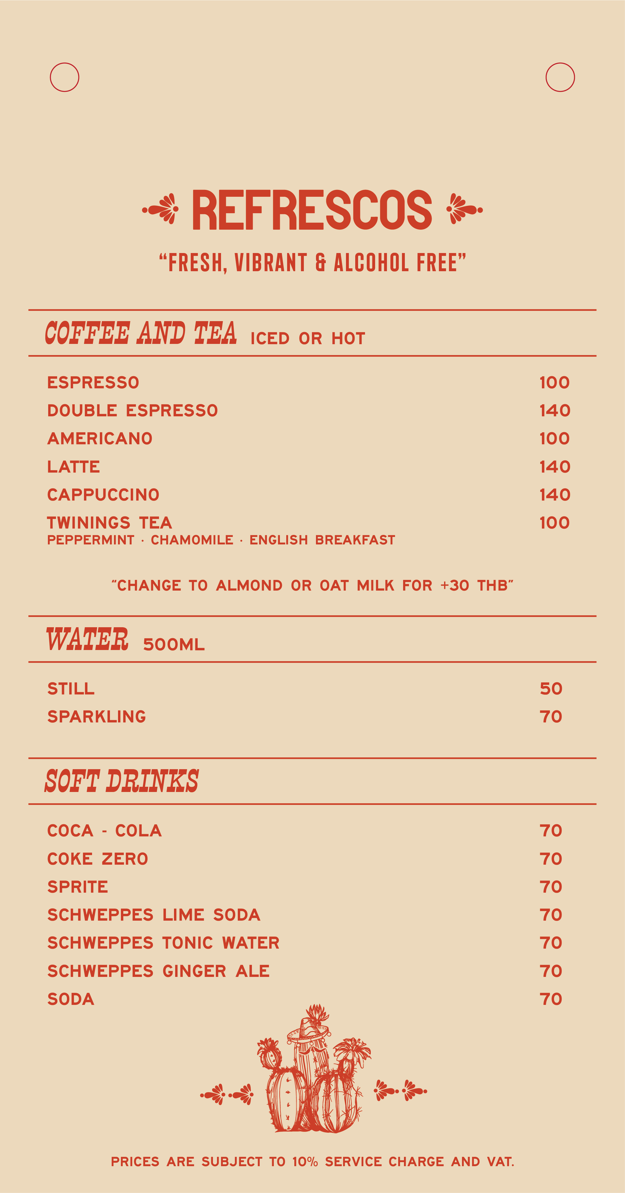 Spicy Sombrero drinks menu page 10