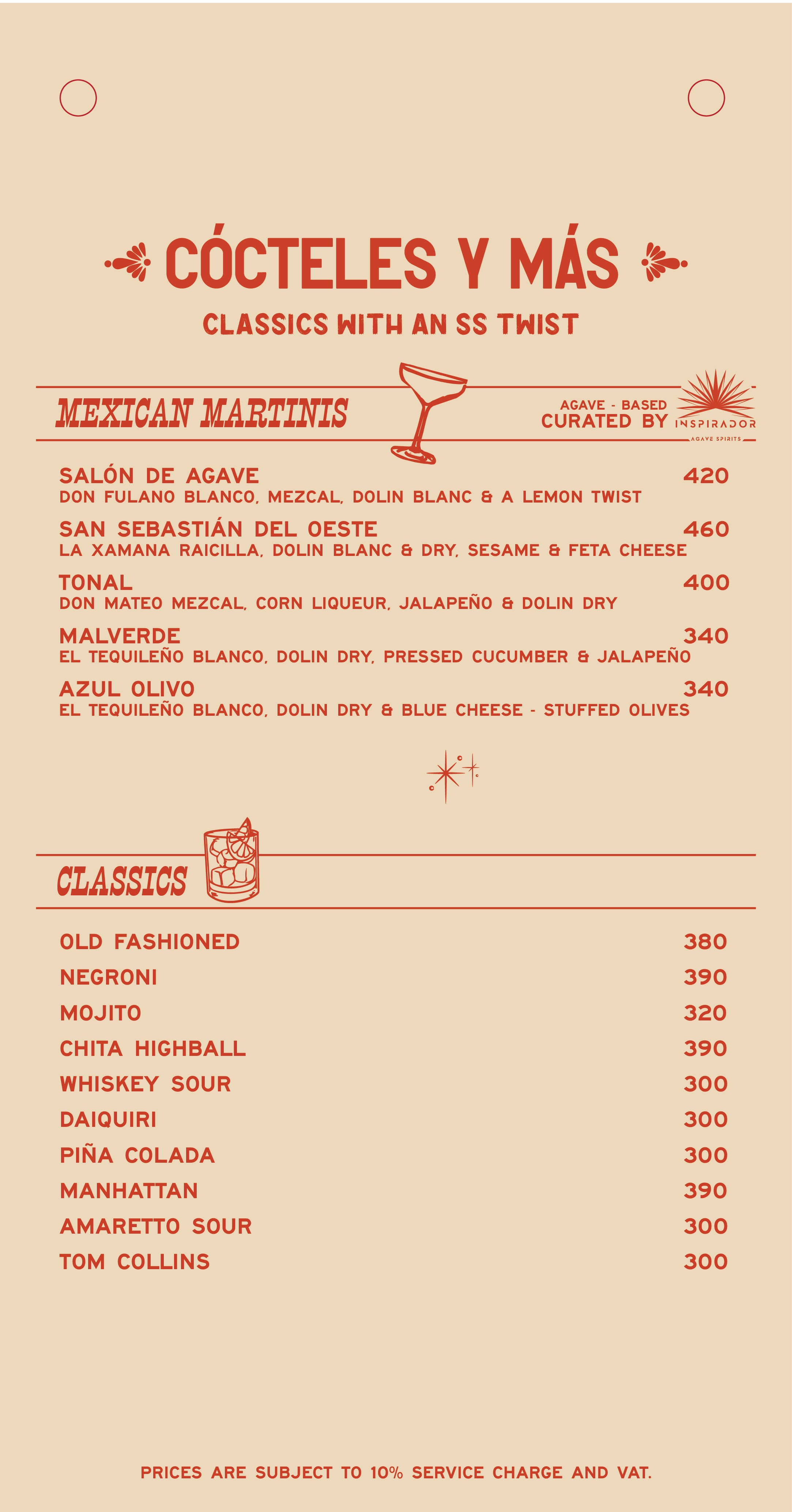 Spicy Sombrero drinks menu page 3